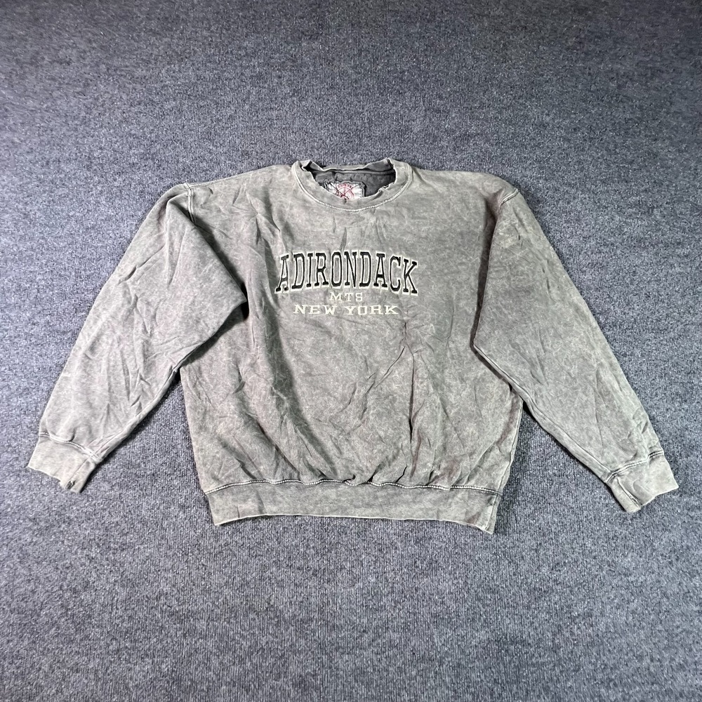 U.S. Vintage Adirondack New York Sweatshirt Men Large Faded Gray Grunge Gorpcore